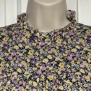 PINCH Half Sleeve Black Green Cream Floral Peasant Cottagecore Dress | Sz Small